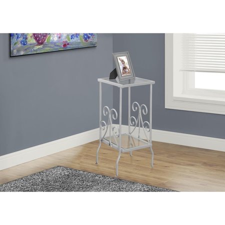 DAPHNES DINNETTE 30 in. Accent Table Silver Metal with Tempered Glass DA2618121